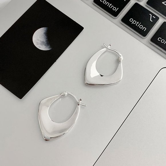 #NEW 925 Sterling Silver Geometric Hoop Earrings - Picture 6 of 15